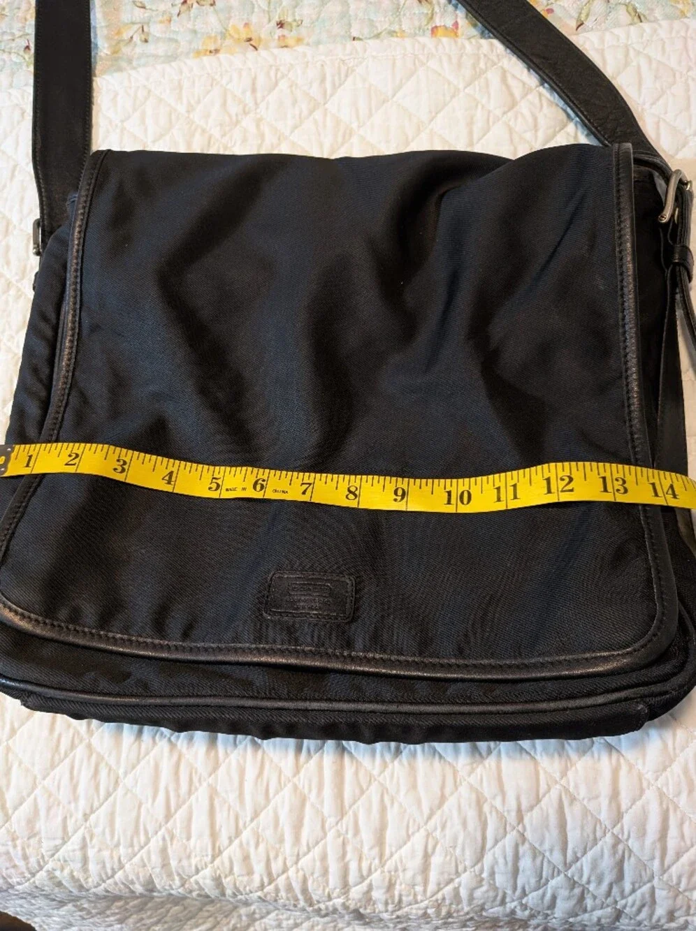 Coach Black Canvas with Leather Trim Laptop Portagolio Satchel Adjustable Stra